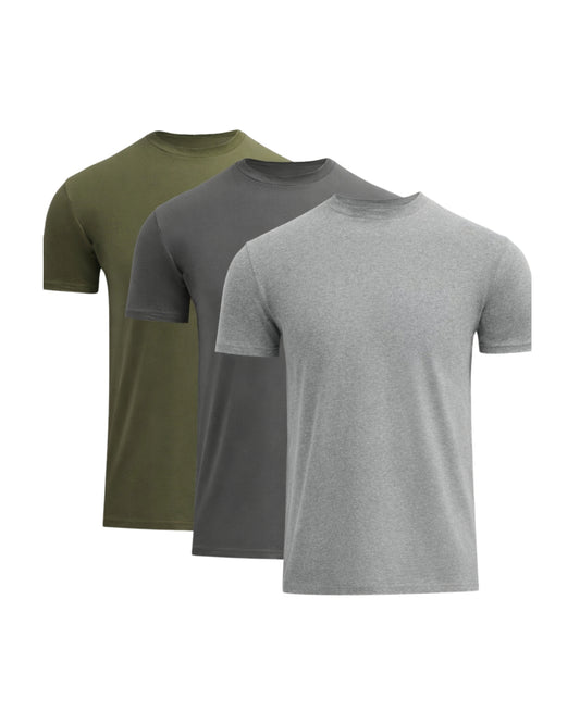 T-shirt Med Perfekt Passform - Grön/Grå/Ljusgrå (3-pack)