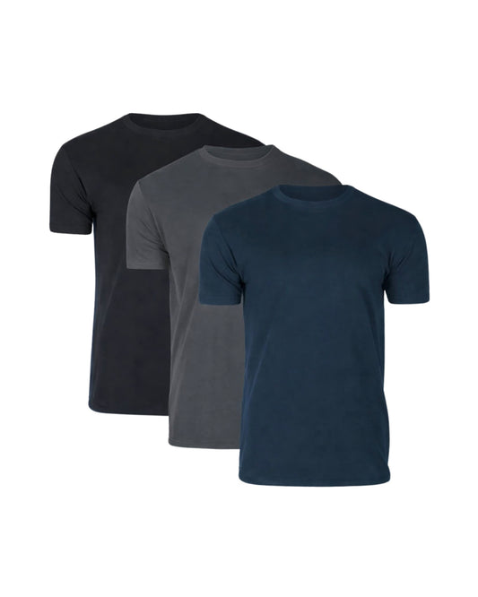 T-shirt Med Perfekt Passform - Svart/Grå/Marinblå (3-pack)