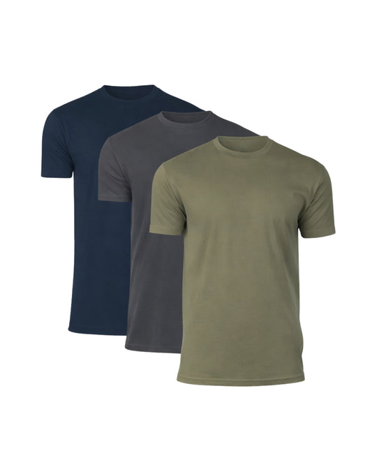 T-shirt Med Perfekt Passform - Marinblå/Grå/Grön (3-pack)