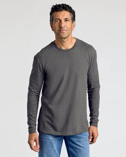 Charcoal Heather Gray Classic Long Sleeve Crew Neck