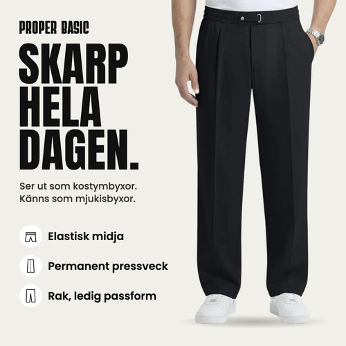 Proper Basic kostymbyxor med elastisk midja i svart – skarp hela dagen