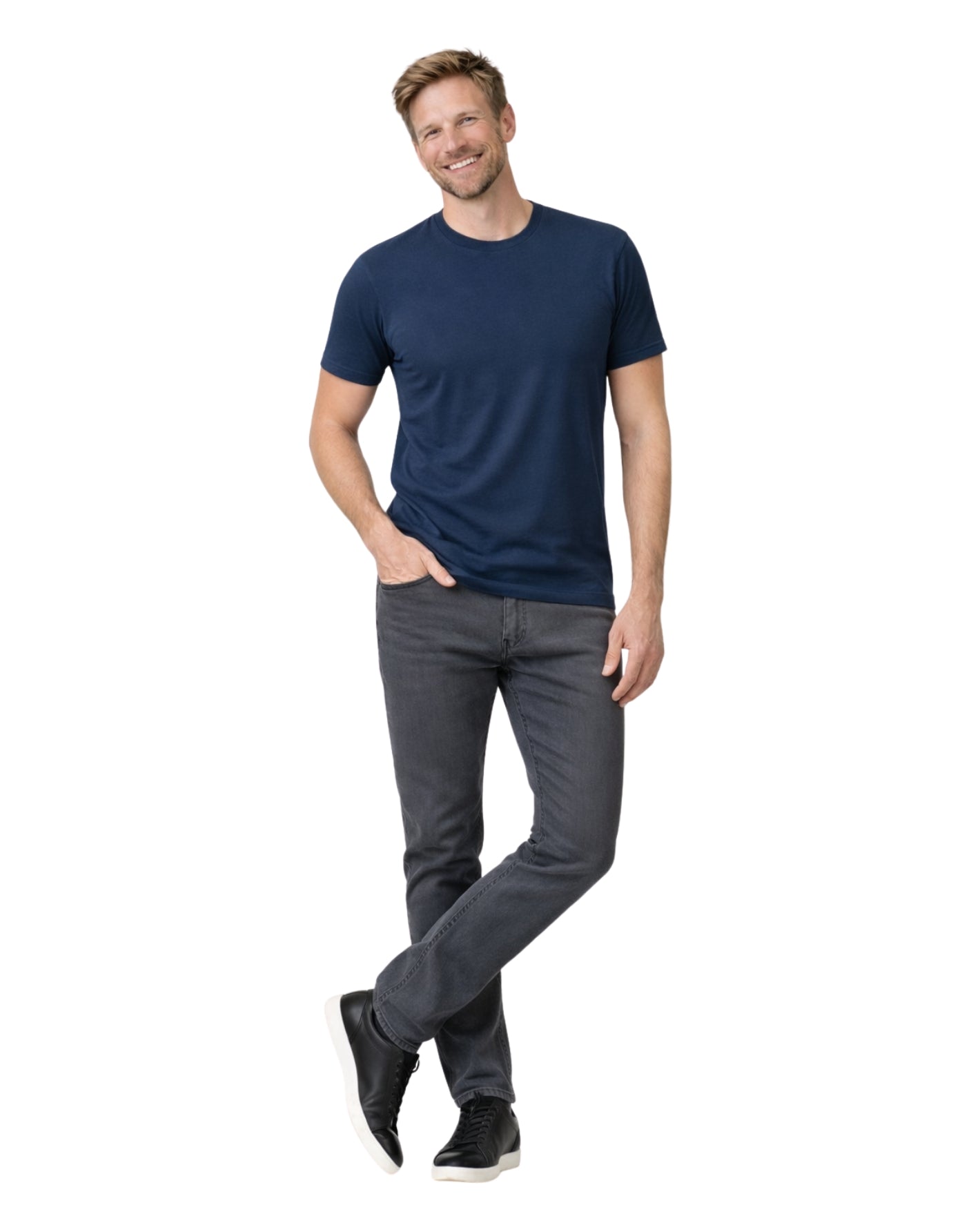 T-shirt Med Perfekt Passform - Marinblå