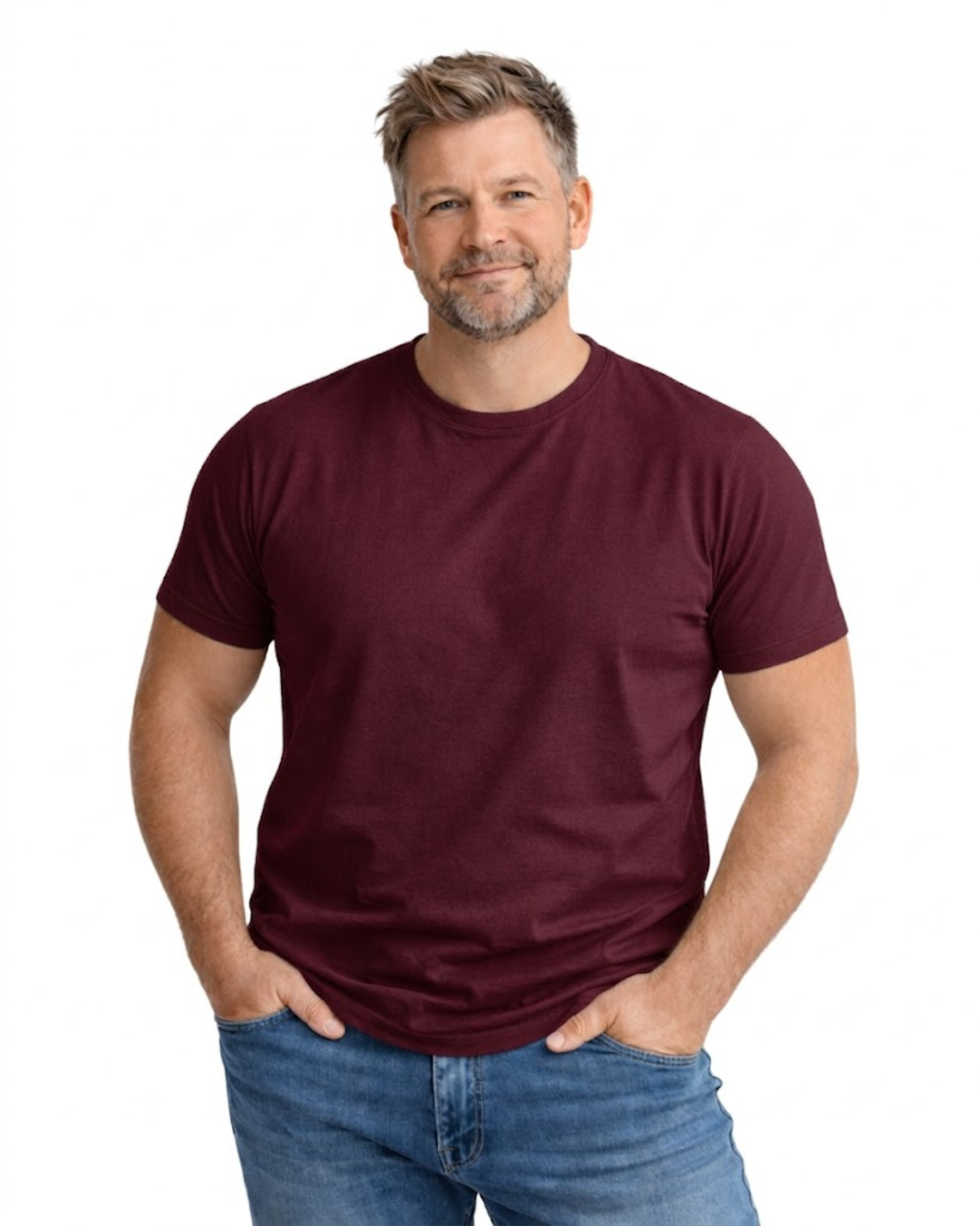 T-shirt Med Perfekt Passform - Vinröd