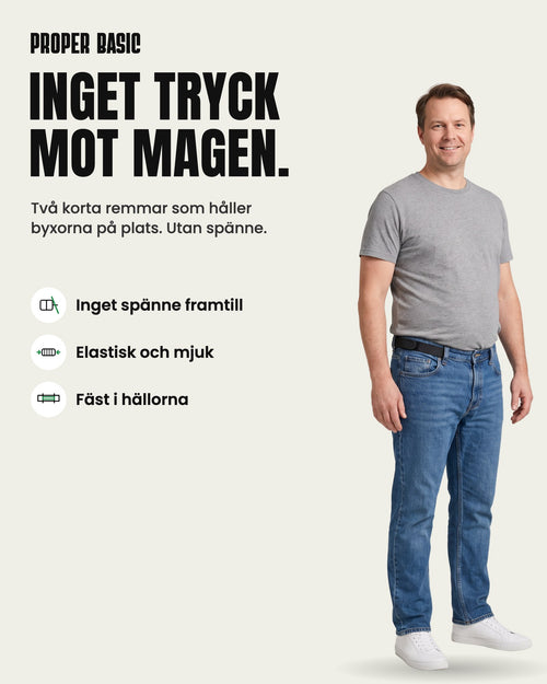 Proper Basic Bältesremmen – inget tryck mot magen, två korta remmar utan spänne
